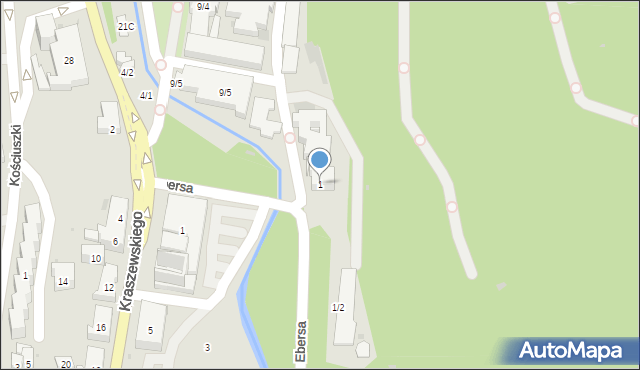 Krynica-Zdrój, Ebersa Henryka, dr., 1, mapa Krynica-Zdrój