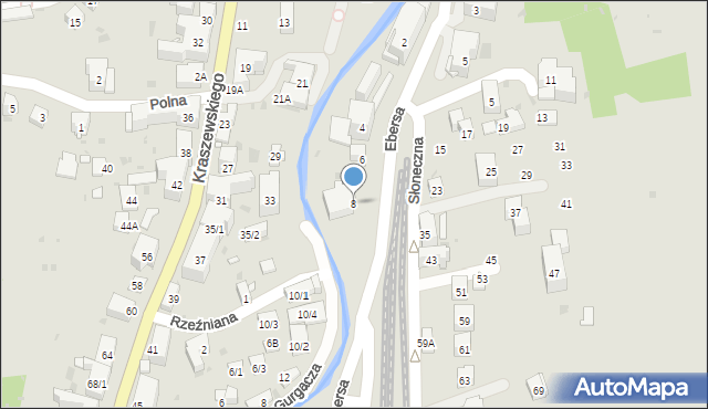 Krynica-Zdrój, Ebersa Henryka, dr., 8, mapa Krynica-Zdrój