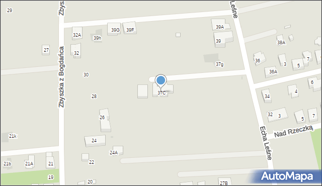 Warszawa, Echa Leśne, 37C, mapa Warszawy