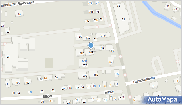 Warszawa, Echa Leśne, 69B, mapa Warszawy