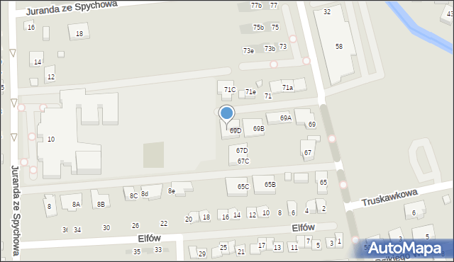 Warszawa, Echa Leśne, 69E, mapa Warszawy