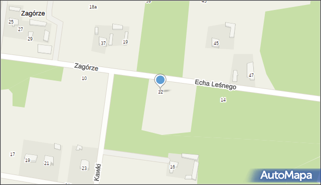 Zagórze, Echa Leśnego, 12, mapa Zagórze