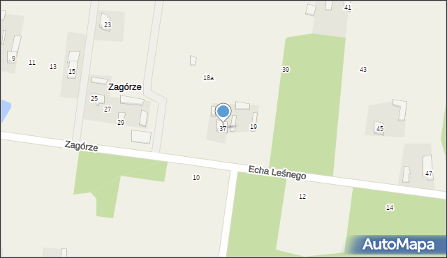 Zagórze, Echa Leśnego, 37, mapa Zagórze
