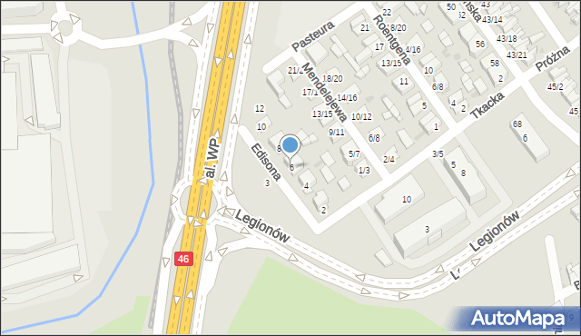 Częstochowa, Edisona Thomasa, 6, mapa Częstochowy