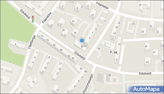 Tychy, Edukacji, 37, mapa Tychów