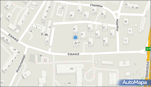 Tychy, Edukacji, 43, mapa Tychów