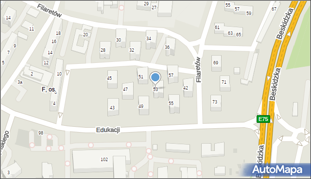 Tychy, Edukacji, 53, mapa Tychów