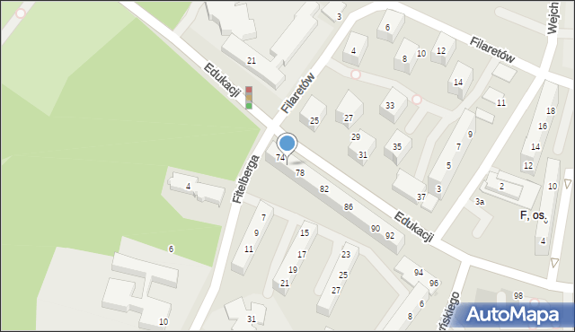 Tychy, Edukacji, 76, mapa Tychów