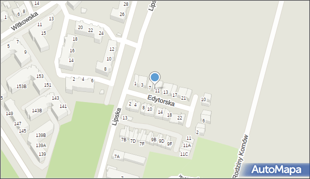 Wrocław, Edytorska, 9, mapa Wrocławia