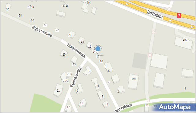 Gdańsk, Egiertowska, 12, mapa Gdańska