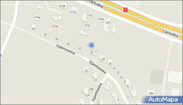 Gdańsk, Egiertowska, 20, mapa Gdańska