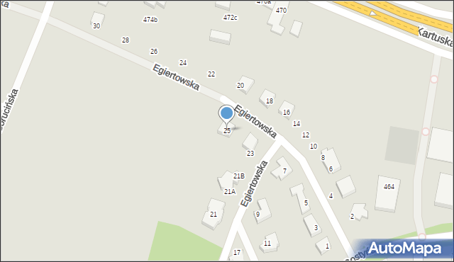 Gdańsk, Egiertowska, 25, mapa Gdańska