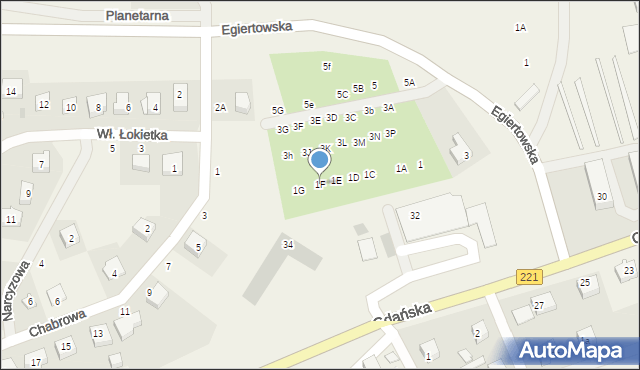 Przywidz, Egiertowska, 1F, mapa Przywidz