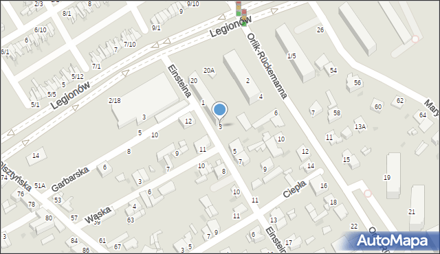 Częstochowa, Einsteina Alberta, 3, mapa Częstochowy