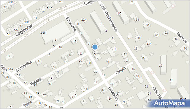 Częstochowa, Einsteina Alberta, 5, mapa Częstochowy