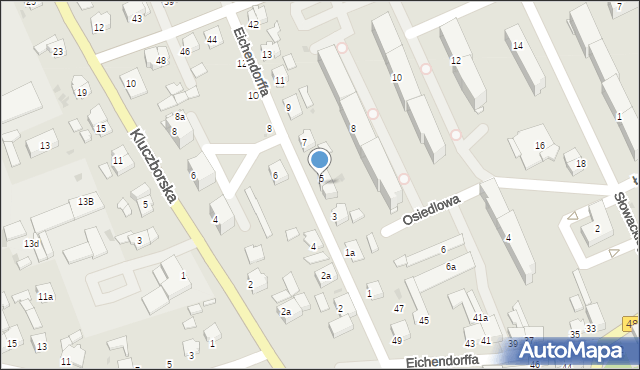 Olesno, Eichendorffa Józefa, 5a, mapa Olesno