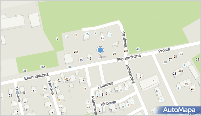 Łódź, Ekonomiczna, 44, mapa Łodzi
