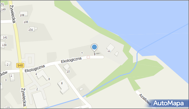 Międzybrodzie Bialskie, Ekologiczna, 9, mapa Międzybrodzie Bialskie