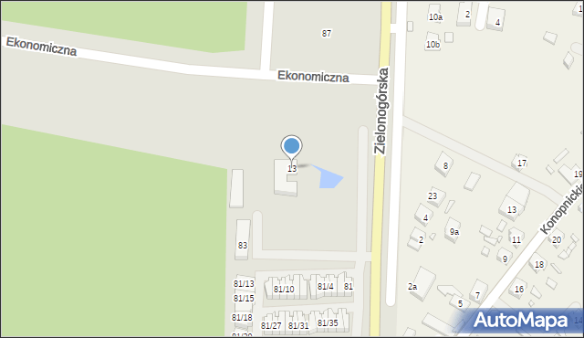 Nowa Sól, Ekonomiczna, 13, mapa Nowa Sól