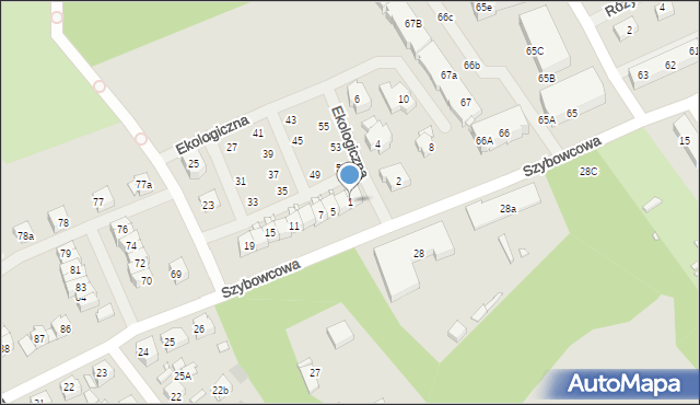 Szczecin, Ekologiczna, 1, mapa Szczecina