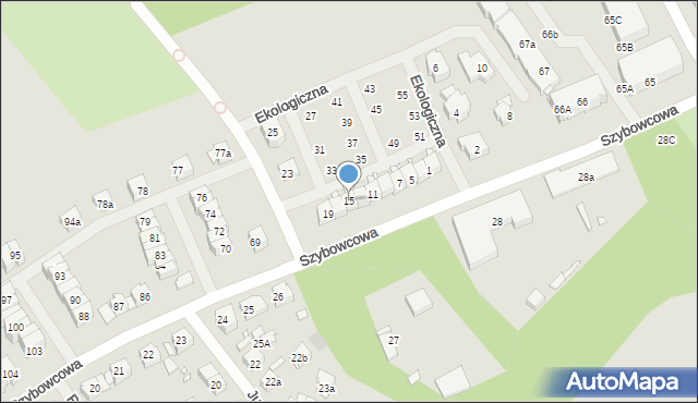 Szczecin, Ekologiczna, 15, mapa Szczecina