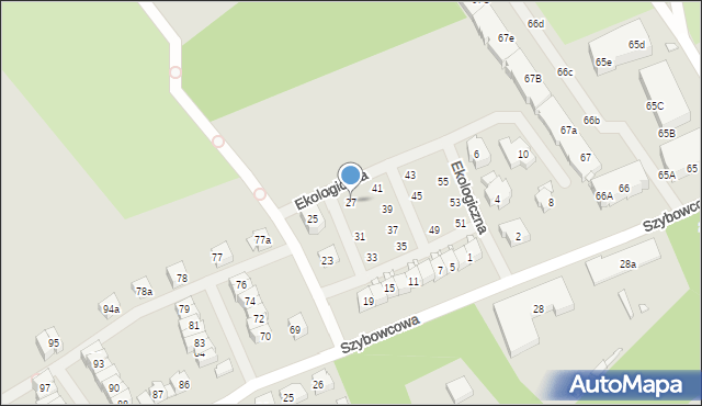 Szczecin, Ekologiczna, 27, mapa Szczecina