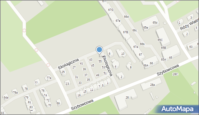 Szczecin, Ekologiczna, 57, mapa Szczecina