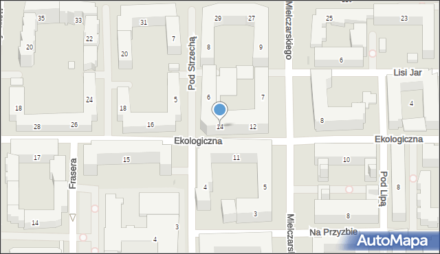 Warszawa, Ekologiczna, 14, mapa Warszawy