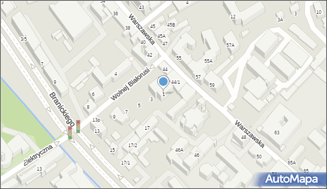 Białystok, Elektryczna, 1, mapa Białegostoku