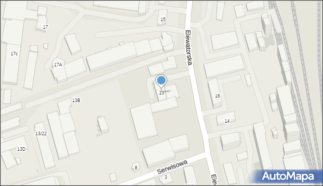 Białystok, Elewatorska, 13, mapa Białegostoku