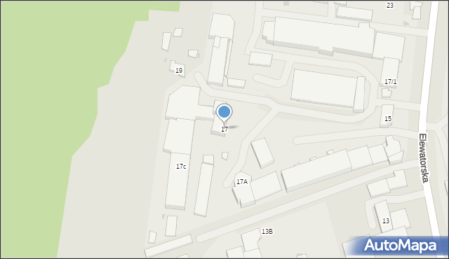 Białystok, Elewatorska, 17, mapa Białegostoku