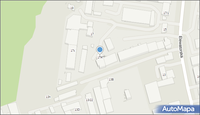 Białystok, Elewatorska, 17A, mapa Białegostoku