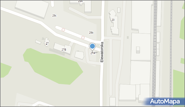 Białystok, Elewatorska, 27A, mapa Białegostoku