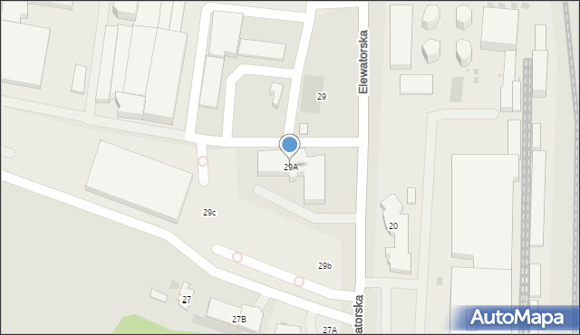 Białystok, Elewatorska, 29A, mapa Białegostoku