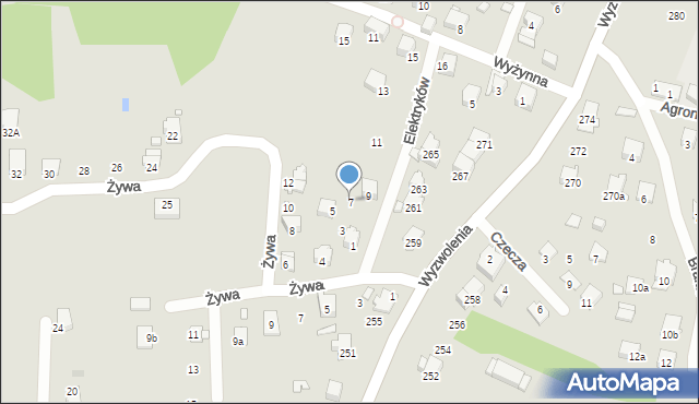 Bielsko-Biała, Elektryków, 7, mapa Bielsko-Białej