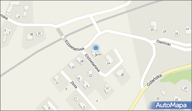 Borkowo, Elżbietańska, 1F, mapa Borkowo