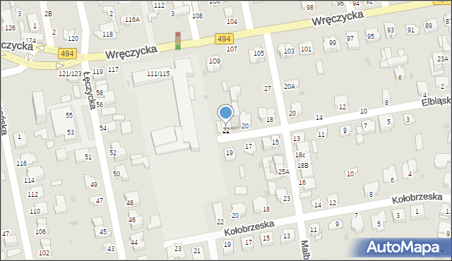 Częstochowa, Elbląska, 22, mapa Częstochowy