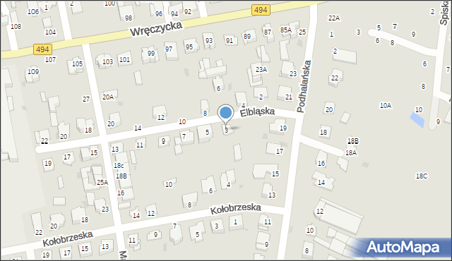 Częstochowa, Elbląska, 3, mapa Częstochowy