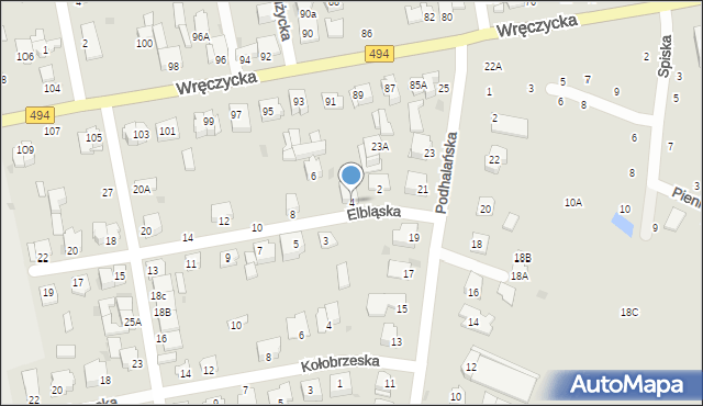 Częstochowa, Elbląska, 4, mapa Częstochowy