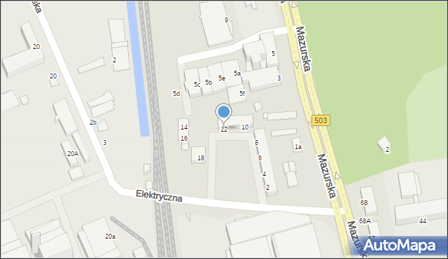 Elbląg, Elektryczna, 12, mapa Elbląga