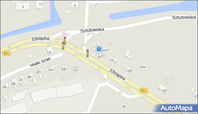 Gdańsk, Elbląska, 101, mapa Gdańska