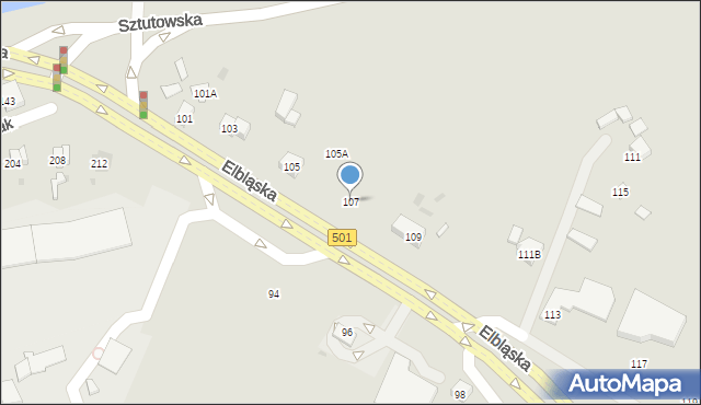 Gdańsk, Elbląska, 107, mapa Gdańska