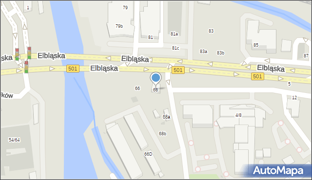 Gdańsk, Elbląska, 68, mapa Gdańska