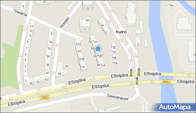 Gdańsk, Elbląska, 69/71b, mapa Gdańska