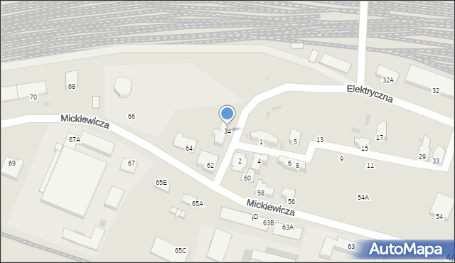 Głogów, Elektryczna, 34, mapa Głogów