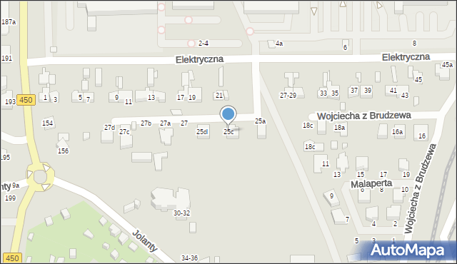 Kalisz, Elektryczna, 25c, mapa Kalisza