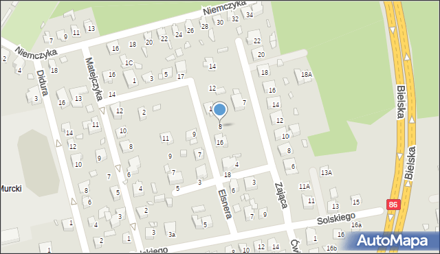 Katowice, Elsnera Józefa, 8, mapa Katowic