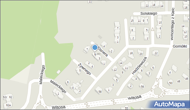 Kielce, Elsnera Józefa, 5, mapa Kielc