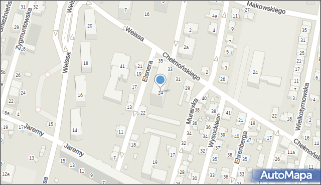 Kraków, Elsnera Józefa, 24, mapa Krakowa