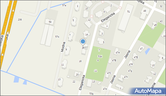 Łazy, Elegancka, 16, mapa Łazy